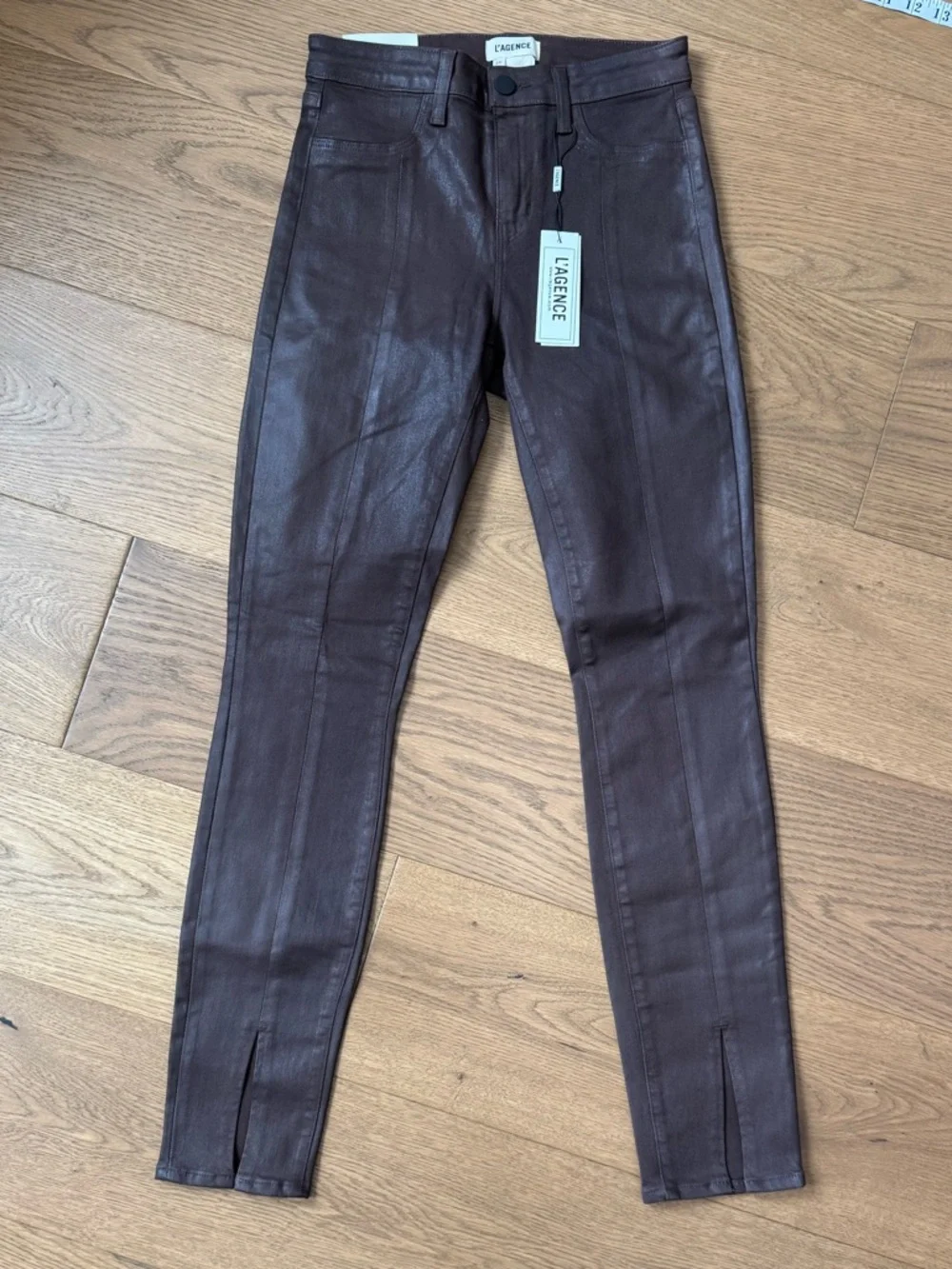 L’Agence Jyothi Coated High-Rise Skinny Jeans - Size 26 - NWT - Cocoa Coated - Picture 2 of 13